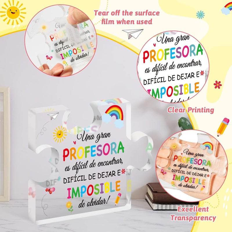 Yopyame Spanish Teacher Appreciation Gifts - Regalos para Maestra Acrylic Gift for Teacher Thank You Gifts for Teachers from Student End of Year Graduation Christmas Birthday Acrylic Gift for Teachers - Image 3